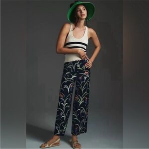 Maeve Collette Women’s Pants Size 26 Linen Blend Wide Leg Floral Print Preppy